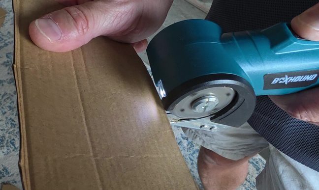 Opening a shipment with the BoxHound cutter